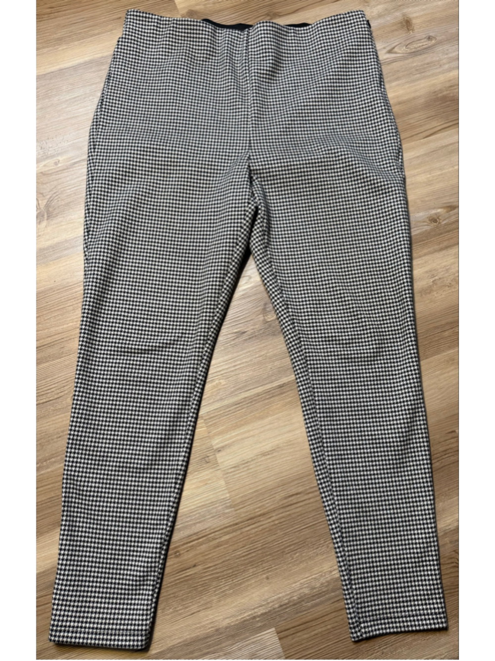 Women's Ann Taylor Houndstooth Trousers Size L Black and White